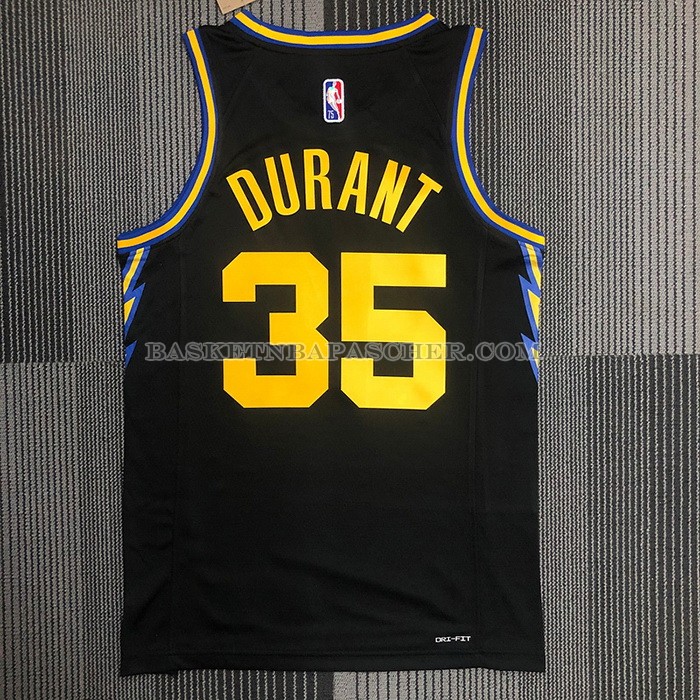 Maillot Golden State Warriors Kevin Durant NO 35 Ville 2021-22 Noir
